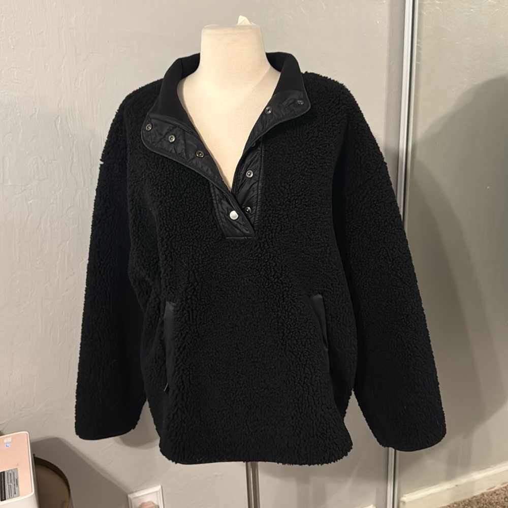 Athleta Oversized Black Teddy Jacket